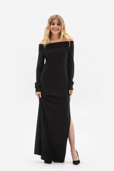 Трикотажна сукня довжини максі чорного  кольору Вілея 01 Трикотажна сукня довжини максі чорного  кольору Вілея 01