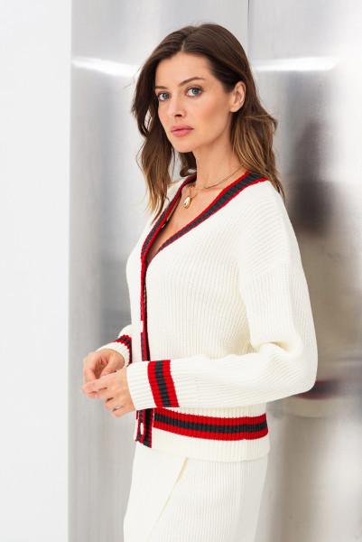 Кардиган  молочного кольору з вмістом вовни 24227000