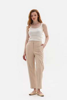 Брюки з екошкіри бежеві Салена
