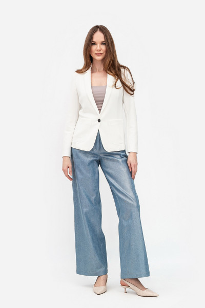 Однобортний молочний жакет з трикотажу Сноу 17