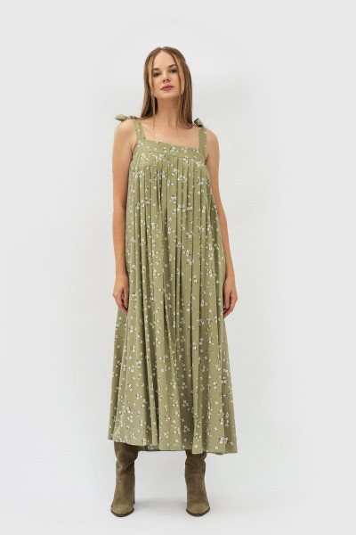 Довгий жіночий сарафан із штапелю з дрібним квітковим принтом Рібона Довгий жіночий сарафан із штапелю з дрібним квітковим принтом Рібона