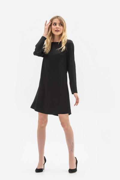 Чорна жіноча сукня міні з сатину в білизняному стилі Лелі 03 Чорна жіноча сукня міні з сатину в білизняному стилі Лелі 03