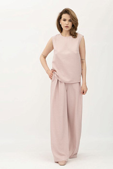 Лляний пудрорвий костюм блуза та брюки Блекі 01