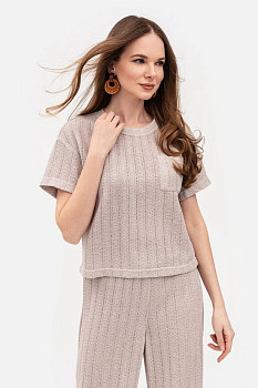 Трикотажна футболка бежевого  кольору Екліна 01