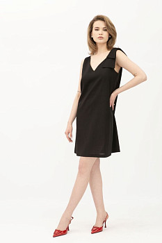 Чорний лляний міні сарафан Пулін 1 Чорний лляний міні сарафан Пулін 1