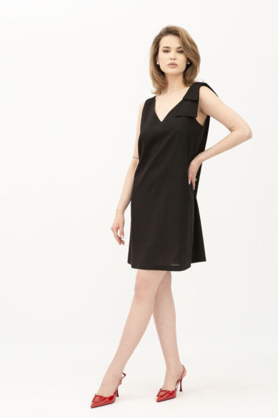 Чорний лляний міні сарафан Пулін 1 Чорний лляний міні сарафан Пулін 1