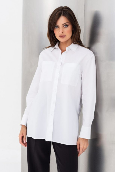 Блуза біла з бавовни подовжена Крума 2