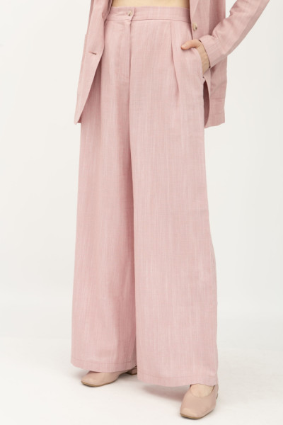 Лляні брюки палаццо рожеві Меларі 12