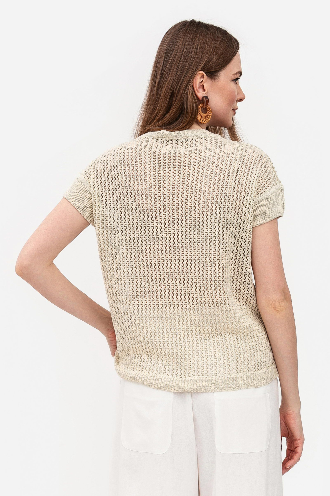 Трикотажна в'язана блуза бежевого кольору 25100101