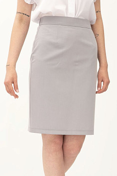 Сіра жіноча класична спідниця з поясом на резинці зі шліцею Тірія 01