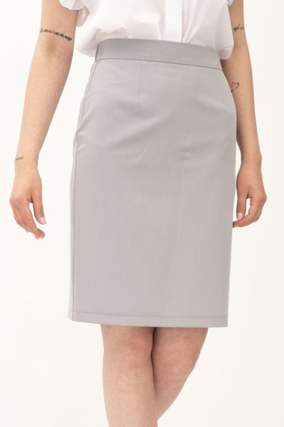 Сіра жіноча класична спідниця з поясом на резинці зі шліцею Тірія 01