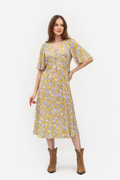 Сукня зі штапелю напівприталеного силуету сірого кольору Ортія 01 Сукня зі штапелю напівприталеного силуету сірого кольору Ортія 01