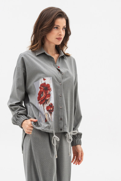 Сорочка вільного крою сірого кольору Октара
