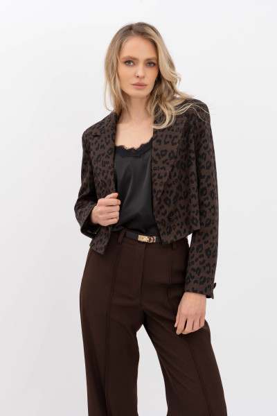 Жакет-кроп з коричневим леопардовим принтом Феліса
