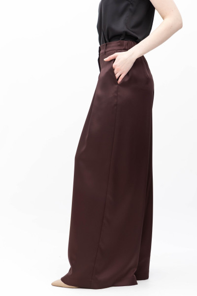 Шовкові брюки палаццо коричневого кольору Бланш 001