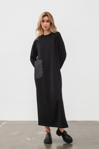 Трикотажна жіноча сукня оверсайз чорного кольору Белара Трикотажна жіноча сукня оверсайз чорного кольору Белара