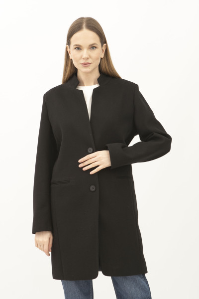 Класичне пальто чорного кольору напівприлеглого силуету Клєра 02