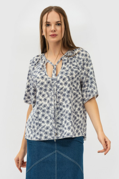 Блуза вільного силуету з шифону у квітковий принт Жеммі