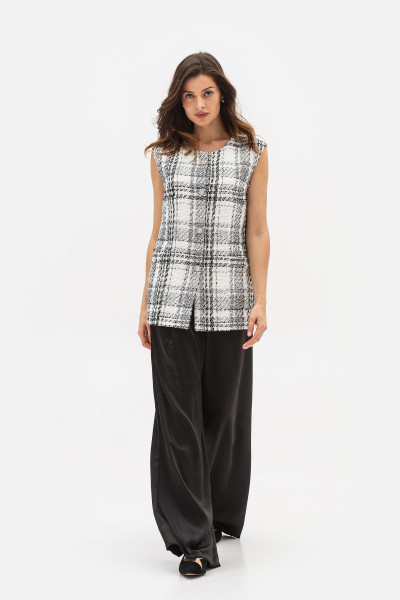 Жилет однобортний середньої довжини білого кольору Мелея