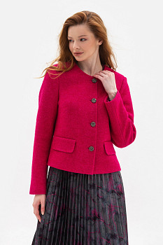 Жакет прямого силуету малинового кольору Сателі 01