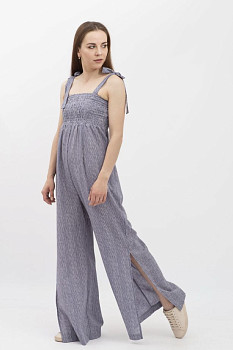 Лляний комбінезон в смужку на бретелях Приора 01