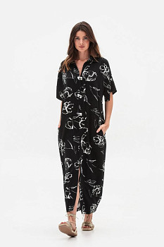 Сукня з штапелю вільного силуету міді довжини Лурея 01 Сукня з штапелю вільного силуету міді довжини Лурея 01