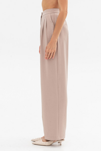 Штани шовкові палаццо з високою посадкою бежевого кольору Віград 32