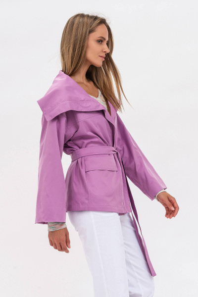 Двобортна жіноча куртка з плащової тканини бузкового відтінку Сібера