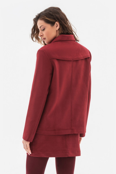 Бомбер з екошкіри жакетного типу бордового кольору Стелія 02