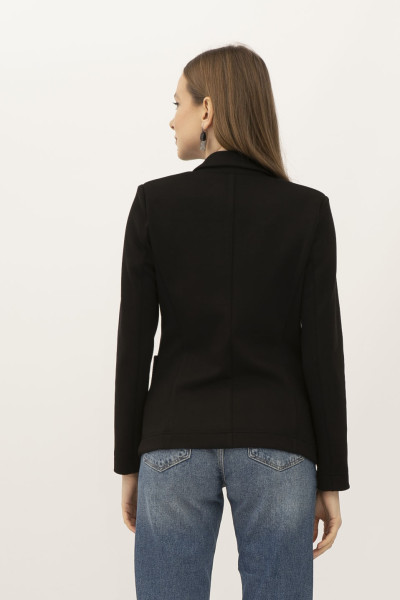 Однобортний чорний  жакет з трикотажу Сноу 07