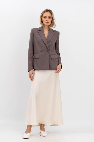 Двобортний жакет з костюмної тканини коричневого кольору Фаєрі 04