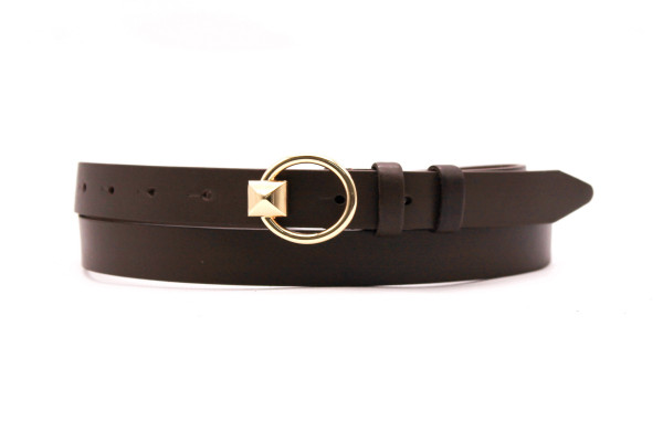 Ремінь жіночий з натуральної цільної шкіри шоколадного кольору 525/122