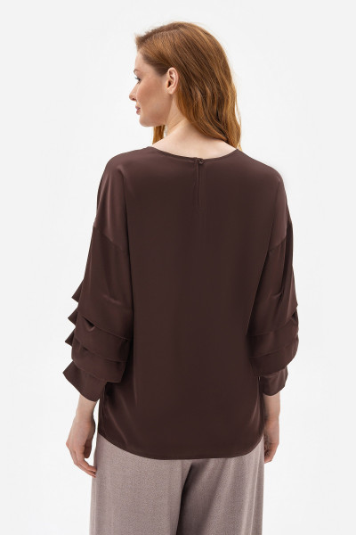 Шовкова блуза коричневого  кольору Міджи 201