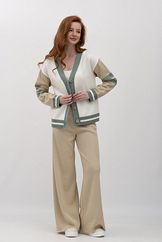 Брюки прямі трикотажні бежевого кольору 25218000