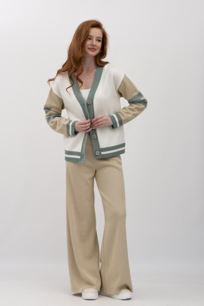 Брюки прямі трикотажні бежевого кольору 25218000