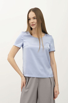 Блуза - футболка з шовку блакитна Ламін 243