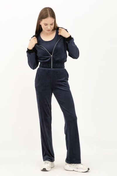 Костюм-трійка із велюру синього кольору Лєція 02