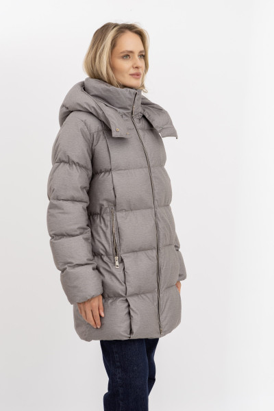 Стьобаний пуховик зі знімним капюшоном 2403/2024