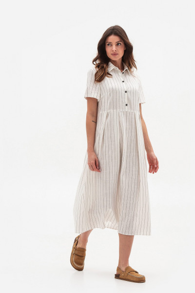 Лляна сукня довжини міді молочного кольору Галекс Лляна сукня довжини міді молочного кольору Галекс