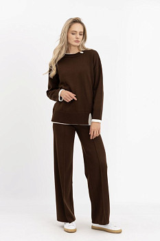 Брюки прямі трикотажні коричневі 25218103