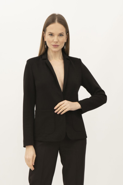 Однобортний чорний жакет з трикотажу Сноу 10