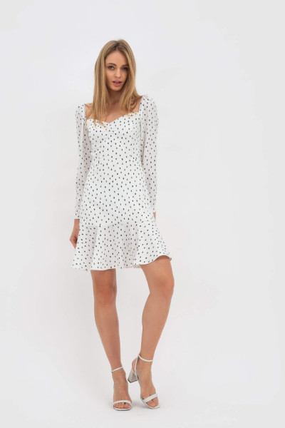 Жіноча мінісукня з костюмної тканини молочного відтінку Дафнія 01 Жіноча мінісукня з костюмної тканини молочного відтінку Дафнія 01