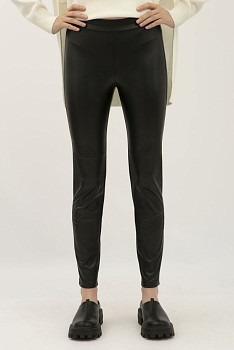Жіночі лосини із стрейчевої еко-шкіри чорні Рейн