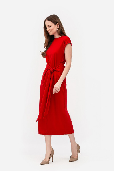 Трикотажна сукня міді довжини червоного  кольору Астрія 03 Трикотажна сукня міді довжини червоного  кольору Астрія 03