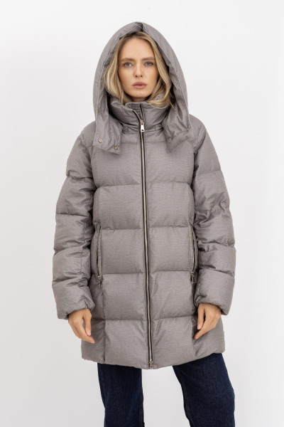 Стьобаний пуховик зі знімним капюшоном 2403/2024