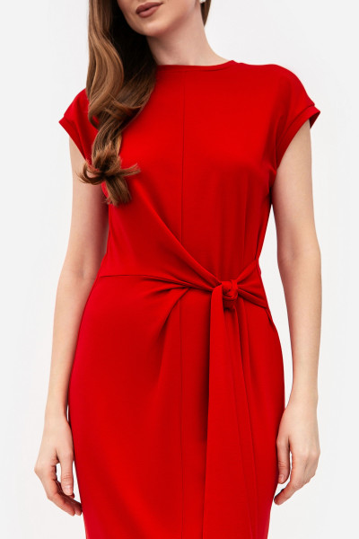 Трикотажна сукня міді довжини червоного  кольору Астрія 03 Трикотажна сукня міді довжини червоного  кольору Астрія 03