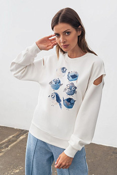 Світшот трикотажний молочний вільного силуету Лукрія