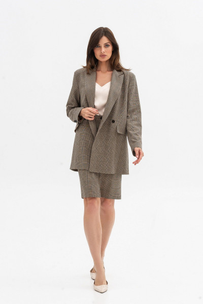 Спідниця завужена до коліна в клітинку коричнева Лім