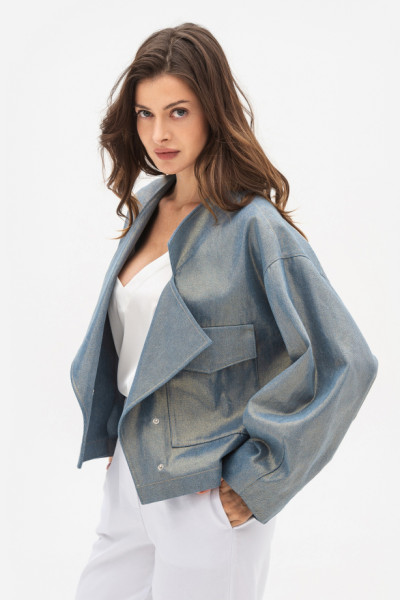 Котонова куртка вільного силуету золотистого кольору Чаріна