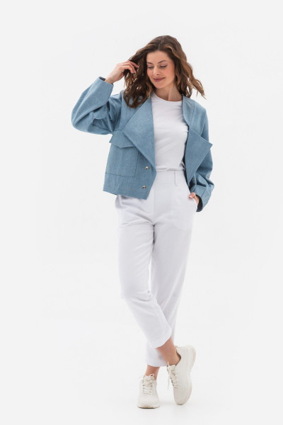 Котонова куртка вільного силуету сріблястого кольору Чаріна 01